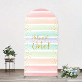 Aperturee - Colorful Baby Girl Is One Arch Birthday Backdrop