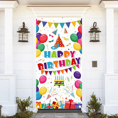 Aperturee - Colorful Balloons Gifts Happy Birthday Door Cover