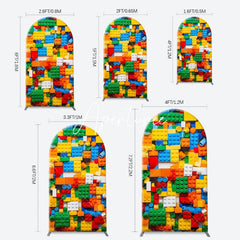 Aperturee - Colorful Building Blocks Boy Arch Birthday Backdrop