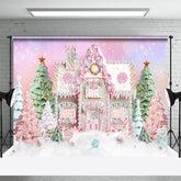 Aperturee - Colorful Candy House Xmas Tree Christmas Backdrop