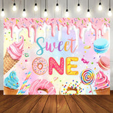 Aperturee - Colorful Candyland Cream Sweet One Birthday Backdrop