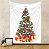 Aperturee - Colorful Christmas Tree Gifts Wall Tapestry Hanging
