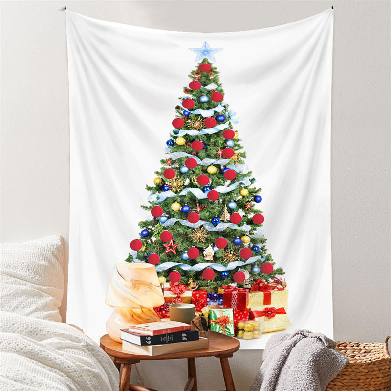 Aperturee - Colorful Christmas Tree Gifts Wall Tapestry Hanging