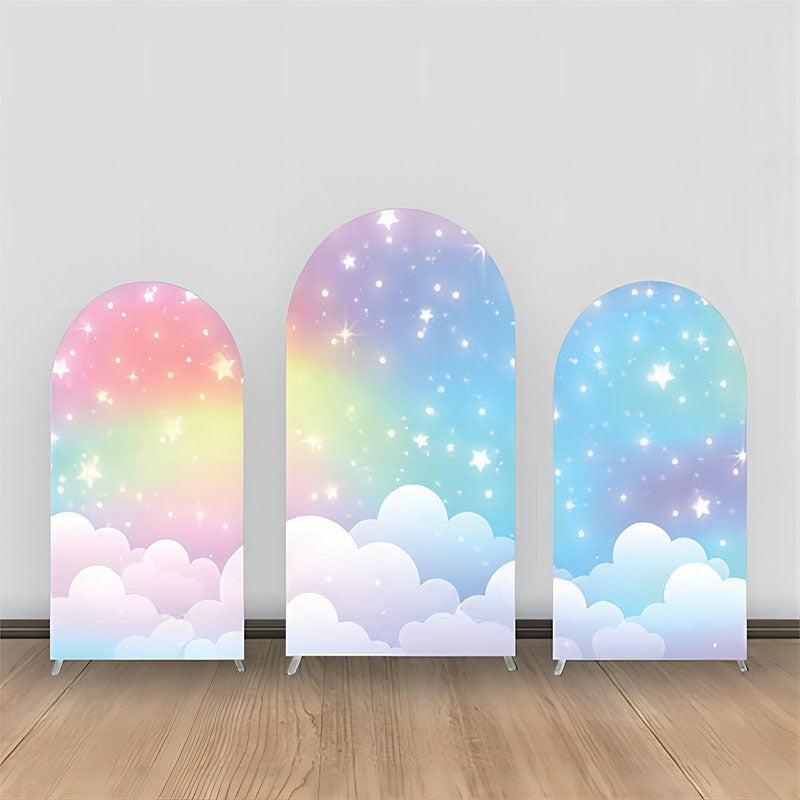 Aperturee - Colorful Cloulds Stars Fairy Tale Arch Backdrop Kit