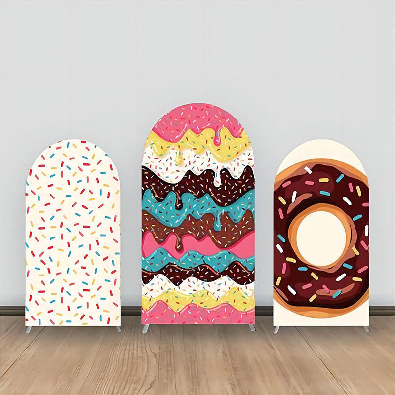 Aperturee - Colorful Cream Sweet Candy Donut Arch Backdrop Kit