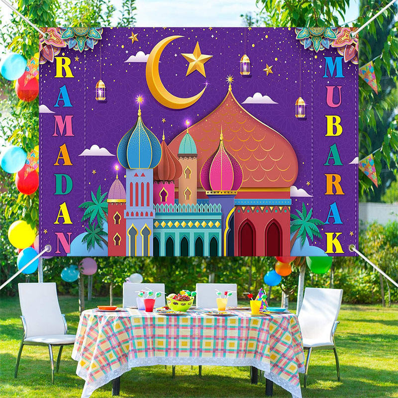 Aperturee - Colorful Dome Palace Flower Night Ramadan Backdrop