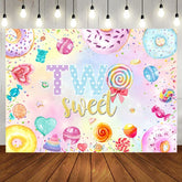Aperturee - Colorful Donut Candy Heart 2nd Birthday Backdrop