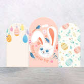 Aperturee - Colorful Eggs Bunny Pink Easter Arch Backdrop Kit