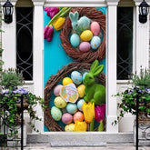 Aperturee - Colorful Eggs Rabbit Happy Easter Door Cover