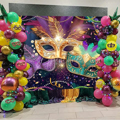 Aperturee - Colorful Feather Exquisite Mask Masquerade Backdrop