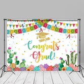 Aperturee - Colorful Flag Floral Mexican Congrats Grad Backdrop