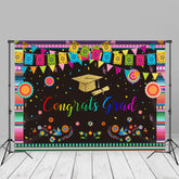 Aperturee - Colorful Flag Mexican Congrats Grad Photos Backdrop