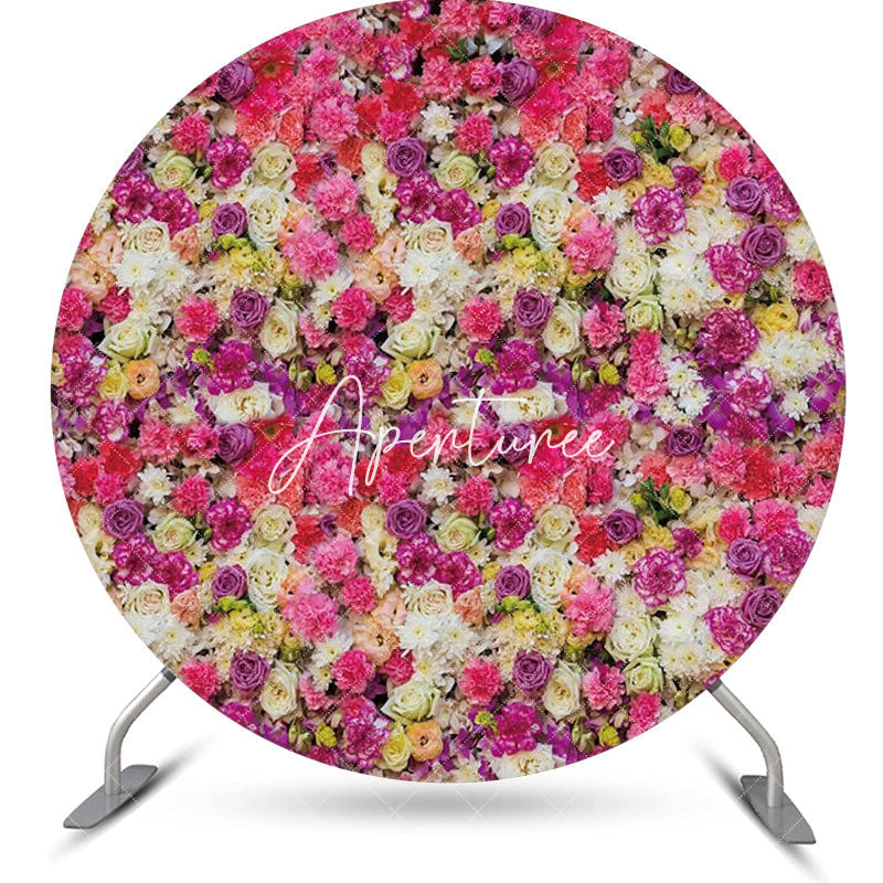 Aperturee - Colorful Floral Wall Romantic Round Wedding Backdrop