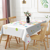 Aperturee - Colorful Letter Circle White Rectangle Tablecloth