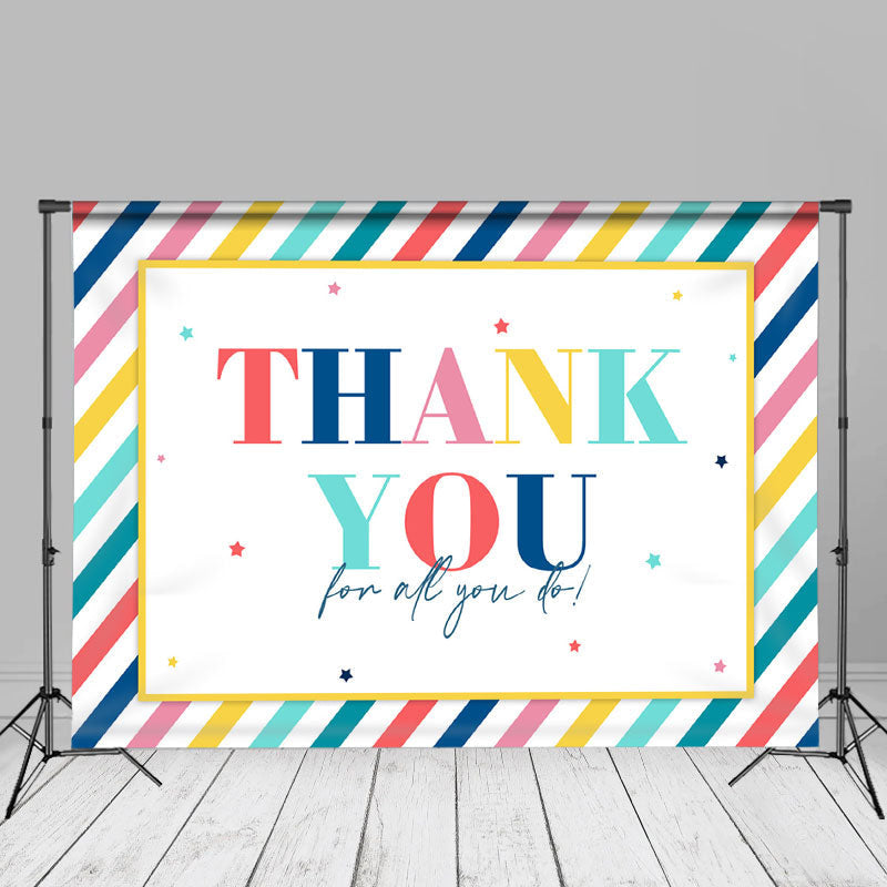 Aperturee - Colorful Lines Thank You Grad Backdrop For Photo