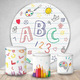 Aperturee Colorful Little Pattern Round Birthday Backdrop Kit