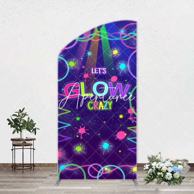 Aperturee - Colorful Neon Lets Glow Crazy Arch Birthday Backdrop