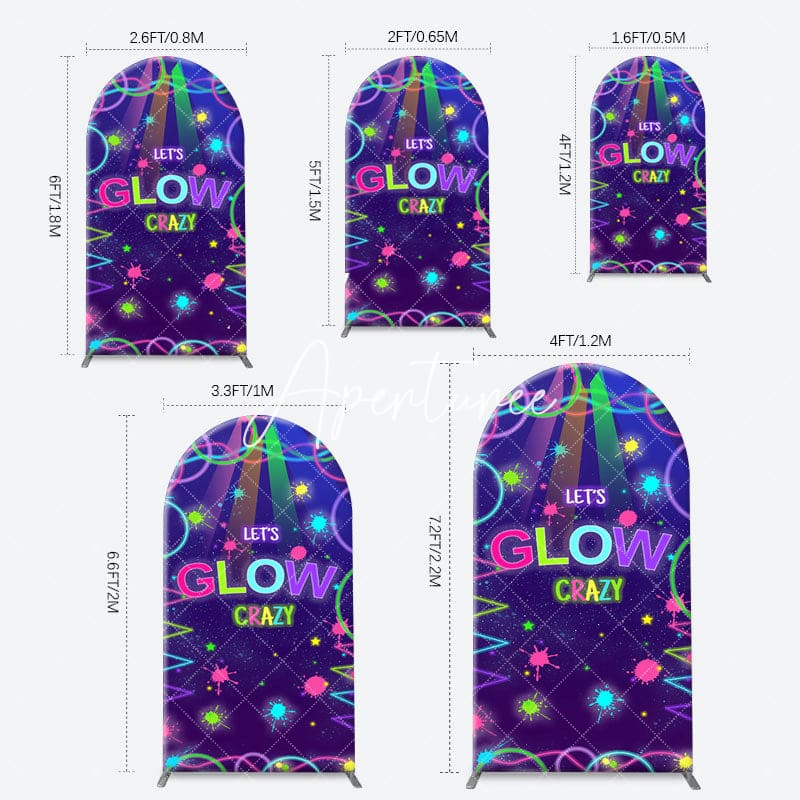 Aperturee - Colorful Neon Lets Glow Crazy Arch Birthday Backdrop