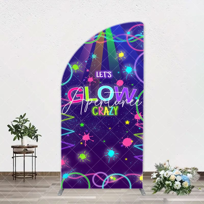 Aperturee - Colorful Neon Lets Glow Crazy Arch Birthday Backdrop