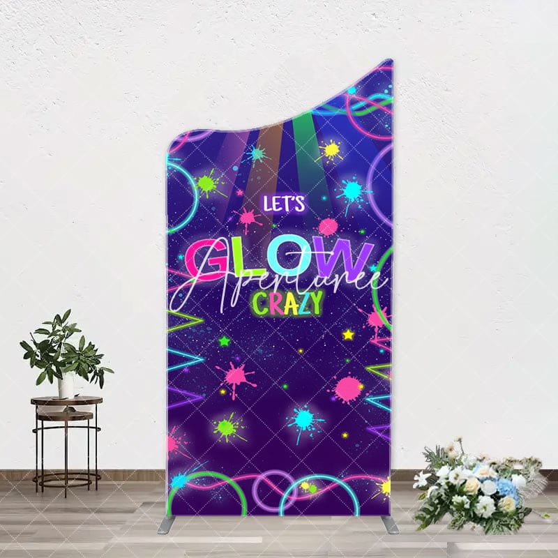 Aperturee - Colorful Neon Lets Glow Crazy Arch Birthday Backdrop
