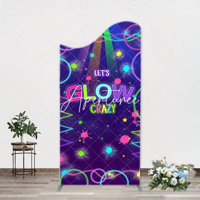 Aperturee - Colorful Neon Lets Glow Crazy Arch Birthday Backdrop