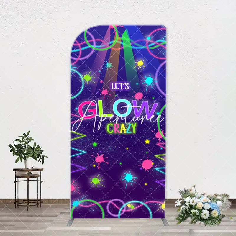 Aperturee - Colorful Neon Lets Glow Crazy Arch Birthday Backdrop