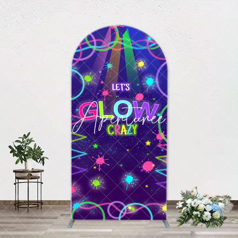 Aperturee - Colorful Neon Lets Glow Crazy Arch Birthday Backdrop