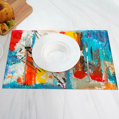 Aperturee - Colorful Oil Painting Artistic Set Of 4 Placemats