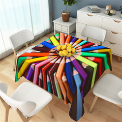 Aperturee - Colorful Painting Pencil Repeat Square Tablecloth