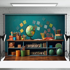 Aperturee - Colorful Pencil Globe Retro Wall Backdrop For Photo