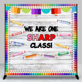 Aperturee - Colorful Pencil One Sharp Class Custom Name Backdrop