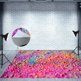 Aperturee - Colorful Pigment Granules Texture Bokeh Floor Mat