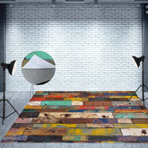 Aperturee - Colorful Pigment Old Brown Wood Rubber Floor Mat