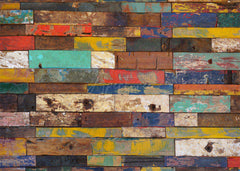 Aperturee - Colorful Pigment Old Brown Wood Rubber Floor Mat