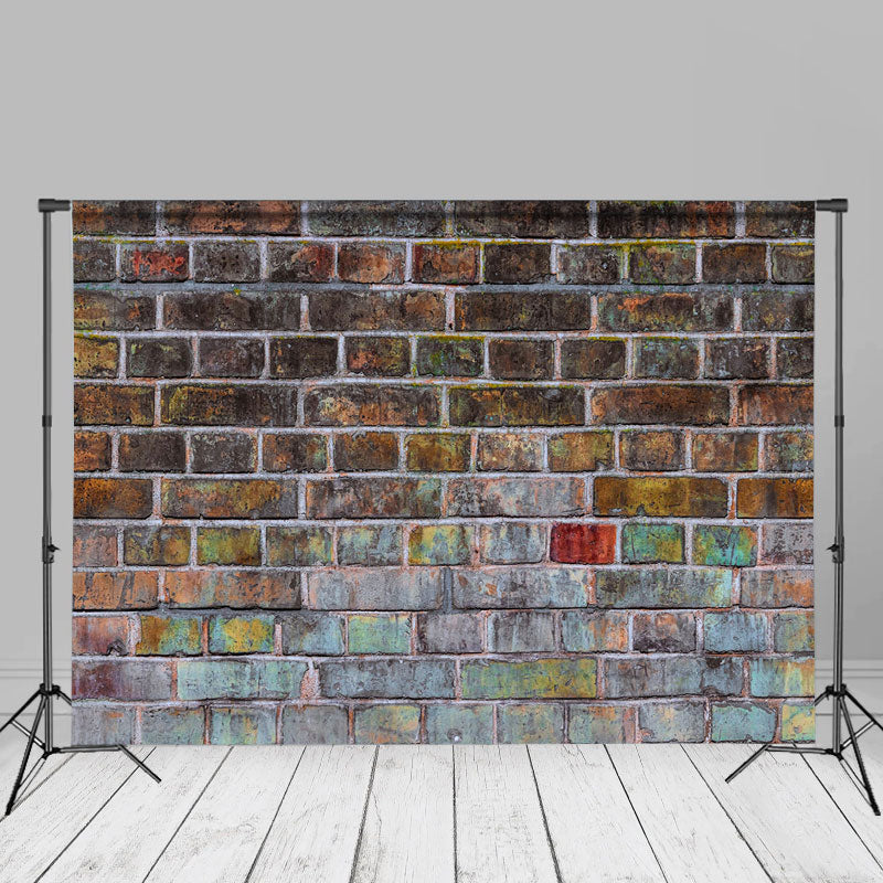 Aperturee - Colorful Pigment Vintage Brick Wall Photos Backdrop