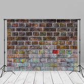 Aperturee - Colorful Pigment Vintage Brick Wall Photos Backdrop