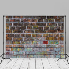 Aperturee - Colorful Pigment Vintage Brick Wall Photos Backdrop