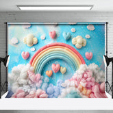 Aperturee - Colorful Plush Rainbow Heart Cake Smash Backdrop