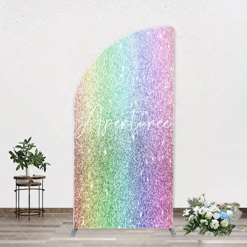 Aperturee - Colorful Rainbow Glitter Arch Backdrop For Birthday