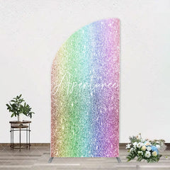 Aperturee - Colorful Rainbow Glitter Arch Backdrop For Birthday