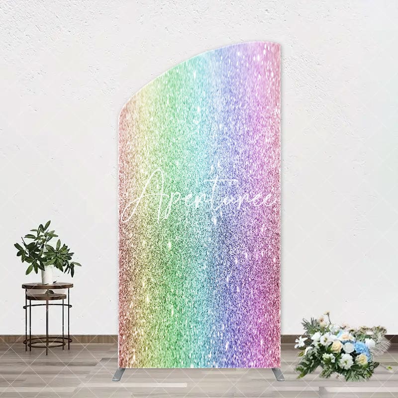 Aperturee - Colorful Rainbow Glitter Arch Backdrop For Birthday