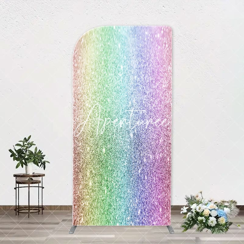 Aperturee - Colorful Rainbow Glitter Arch Backdrop For Birthday