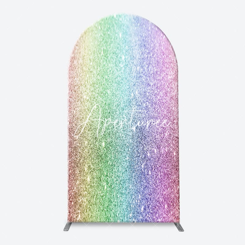 Aperturee - Colorful Rainbow Glitter Arch Backdrop For Birthday
