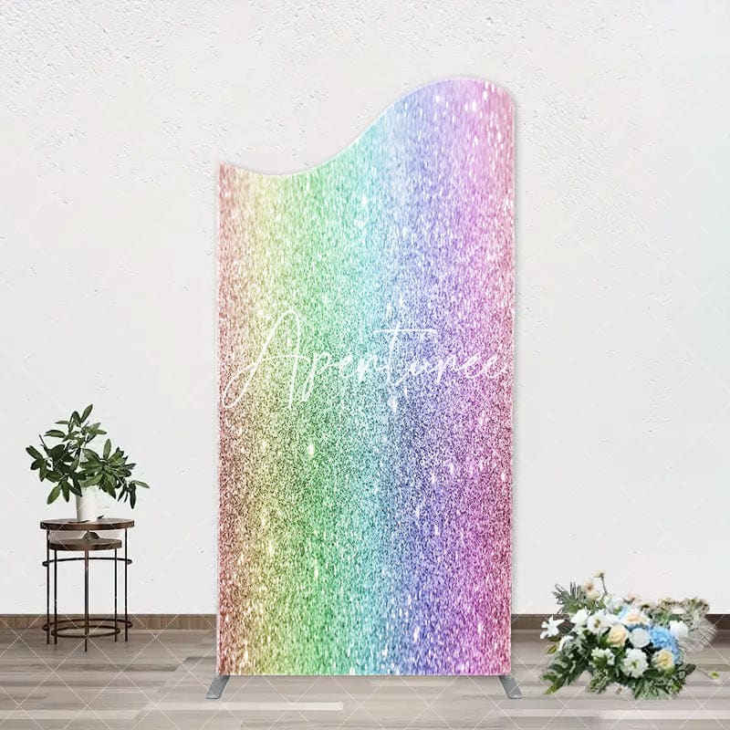 Aperturee - Colorful Rainbow Glitter Arch Backdrop For Birthday