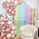Aperturee - Colorful Rainbow Glitter Arch Backdrop For Birthday