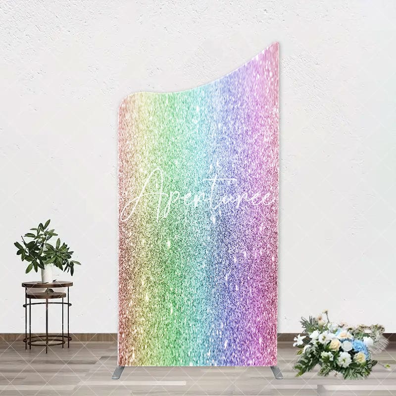 Aperturee - Colorful Rainbow Glitter Arch Backdrop For Birthday