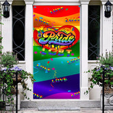 Aperturee - Colorful Rainbow Ribbon Love Pride Month Door Cover