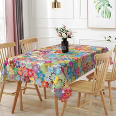 Aperturee - Colorful Repeat Cherry Blossoms Rectangle Tablecloth