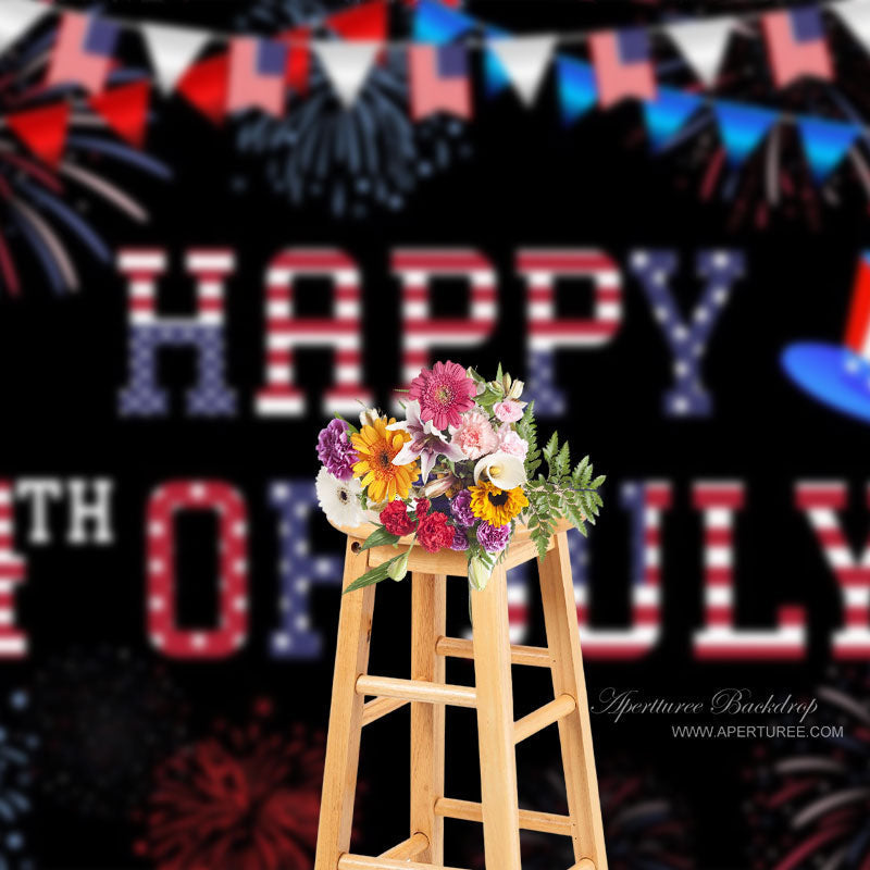 Aperturee - Colorful Sparks Black Backdrop For Independence Day Party