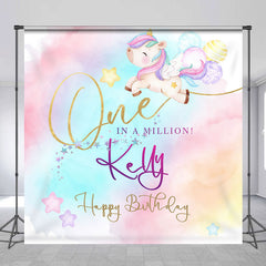 Aperturee - Colorful Stars Unicorn Custom 1st Birthday Backdrop